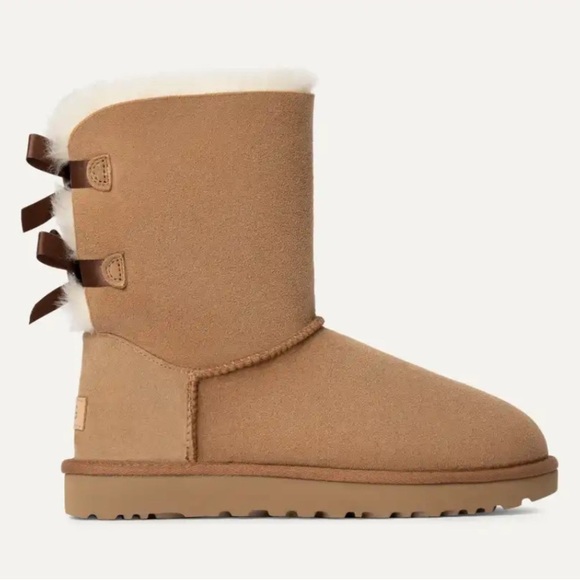 UGG Bailey Bow II Sheepskin Boots Chestnut Women’s 9 - Picture 5 of 13
